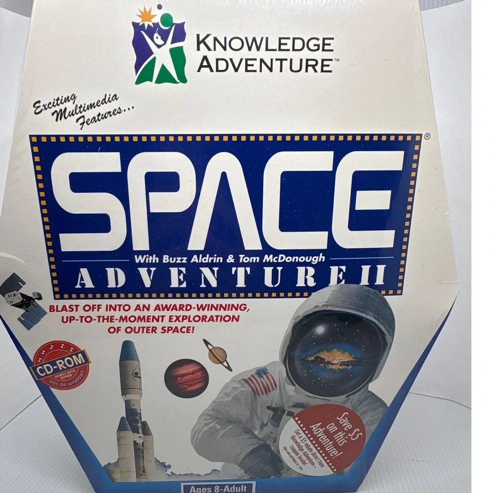 Knowledge Adventure Space Adventure II CD ROM Buzz Aldrin Tom McDonoug Jumpstart